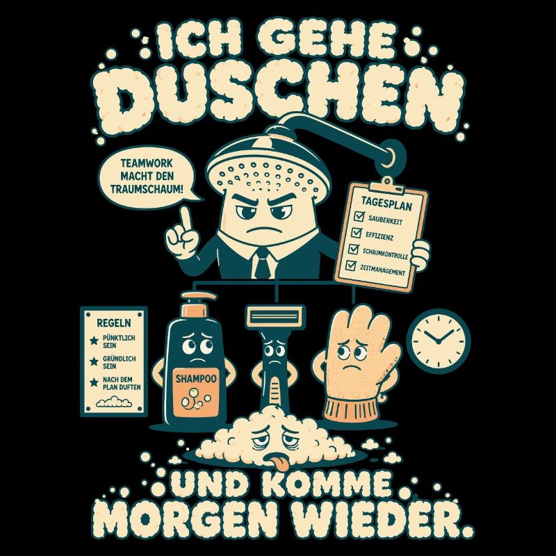 Ich gehe duschen und komme morgen wieder