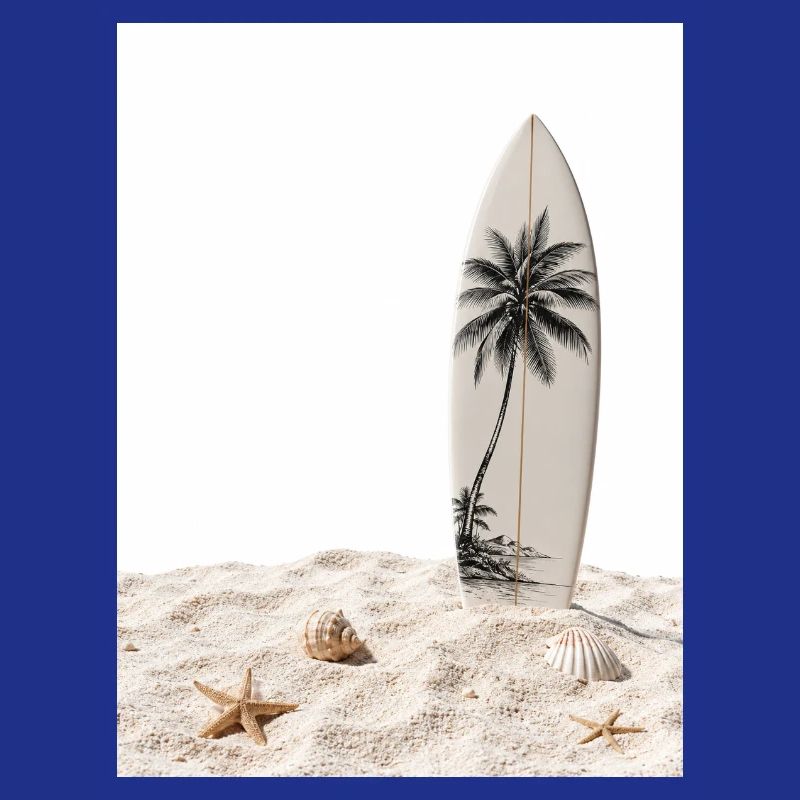 Planche de surf dans le sable