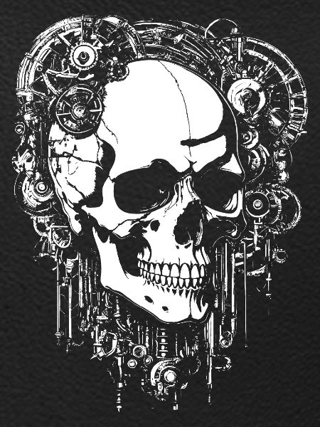 Steampunk Schädel mit Zahnrädern