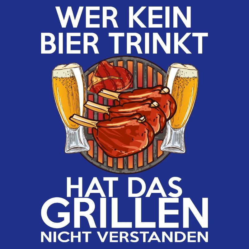 Grillen und Bier Spruch Illustration