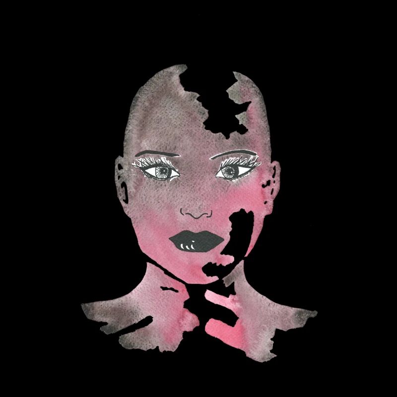 Torn Pink Watercolor Portrait