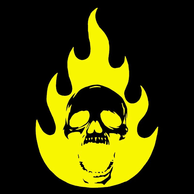 Skull and yellow flame