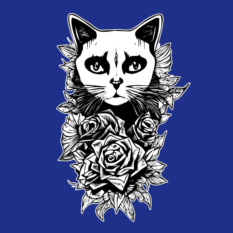 Gothic Drawing | Flowers and cat