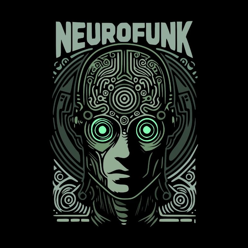 Neurofunk Cyborg Head Drum and Bass Music