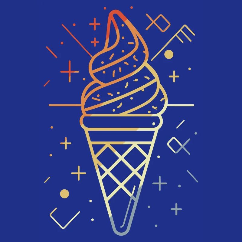 cream cone sketch retro style