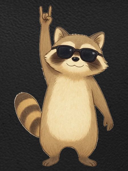 Retro Waschbär Rocker