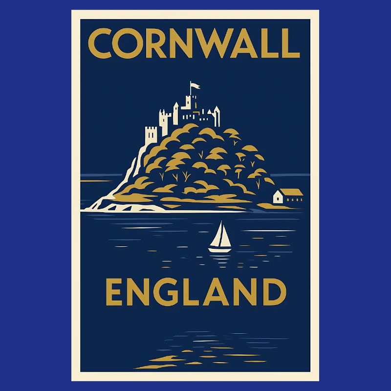 Cornwall England – Art-Déco Reiseposter