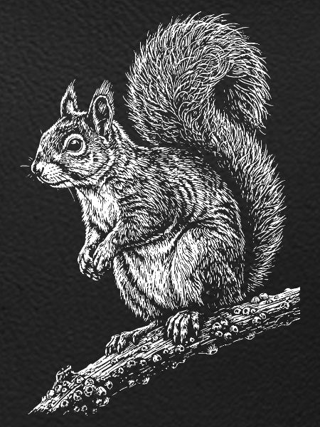 Squirrel Silhouette on Branch