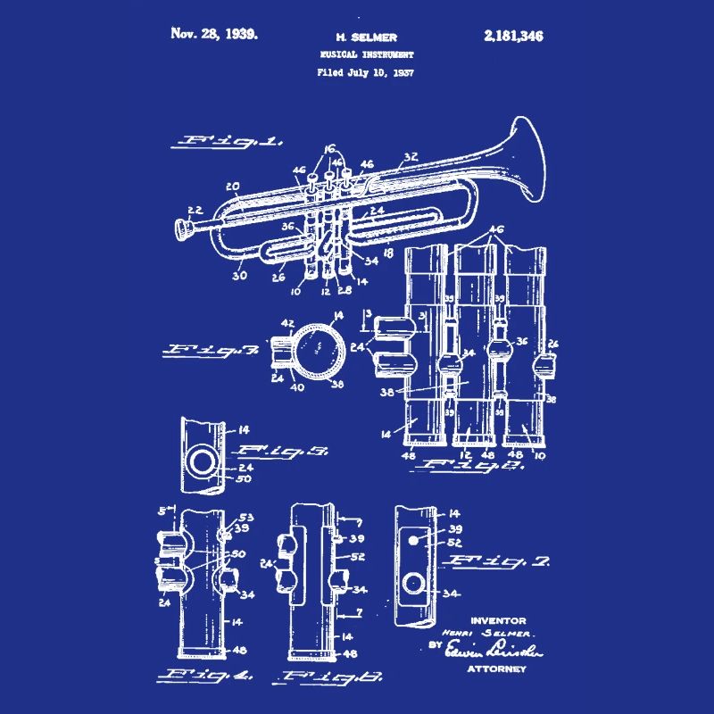 Trompette – Brevet de dessin technique Vintage blanc