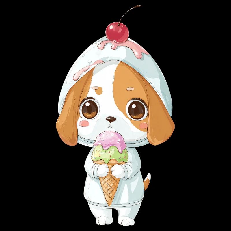 Dessin animé de Beagle Dog mignon Glace d’été maladroite
