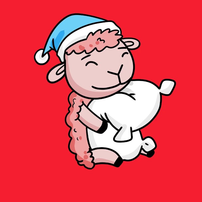 Sheep with pillow and sleeping cap