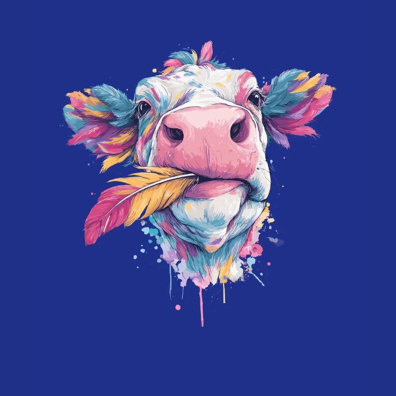 Vache arc-en-ciel avec plumage