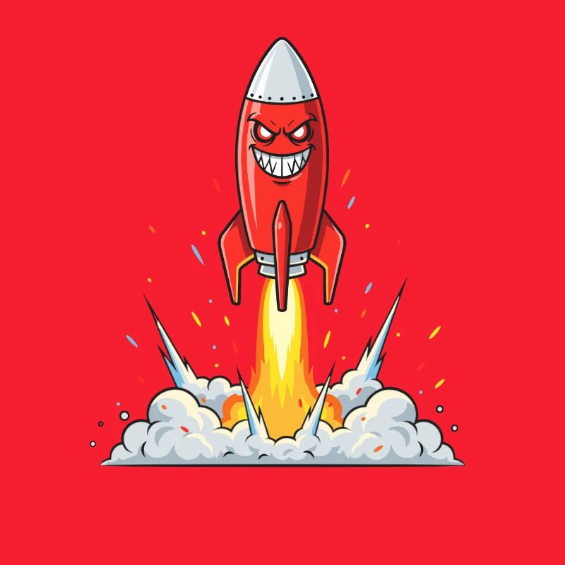 Wütender Raketen-Comic-Charakter