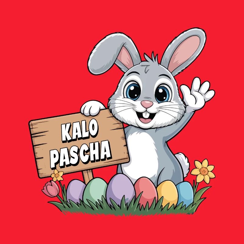Kalo Pascha Easter Rabbit Greek Easter
