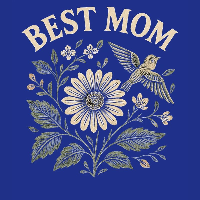 Best Mom Muttertag Geschenk Blumen Motiv mit Vogel