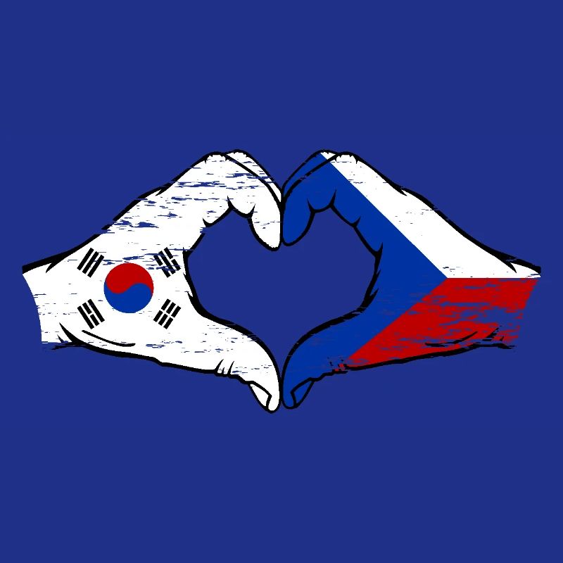 Corée du Sud République tchèque drapeau mains coeur forme utilisé