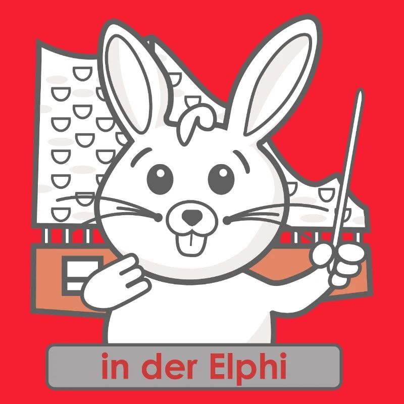 Cartoon Hase als Dirigent in der Philharmonie