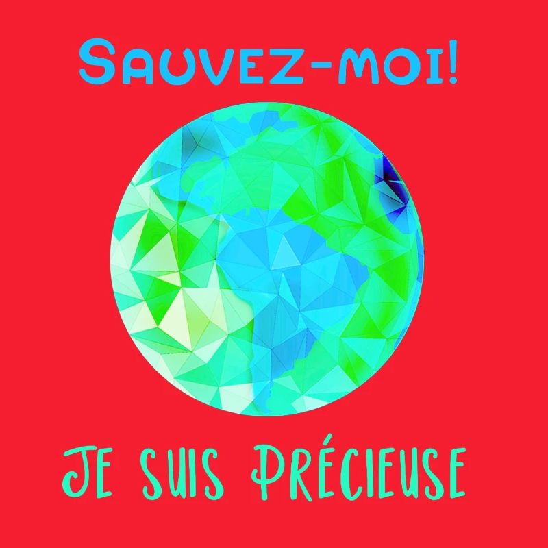 Geometric Globe Blue Green Save me!