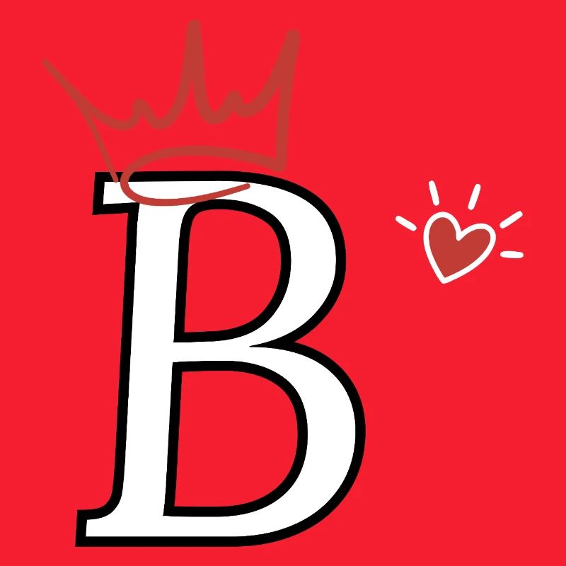 Letter B Crown Heart