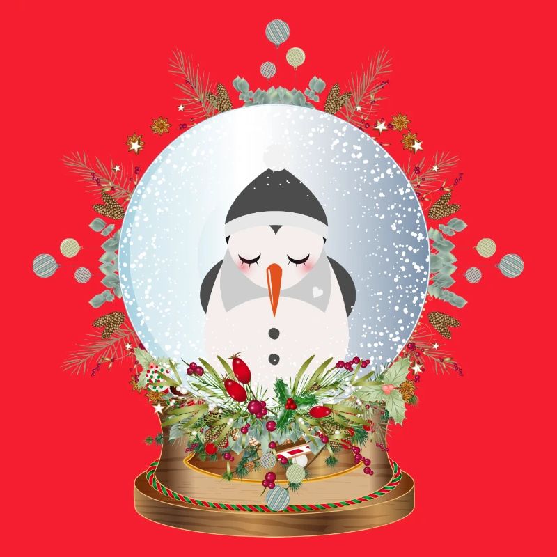 schöne nostalgische Schneekugel mit Schneemann