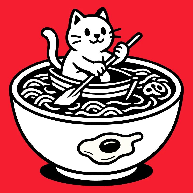 Cute Noudle Soup Cat