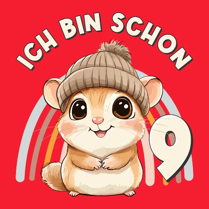 9. Geburtstag Hamster Regenbogen Süß Niedlich