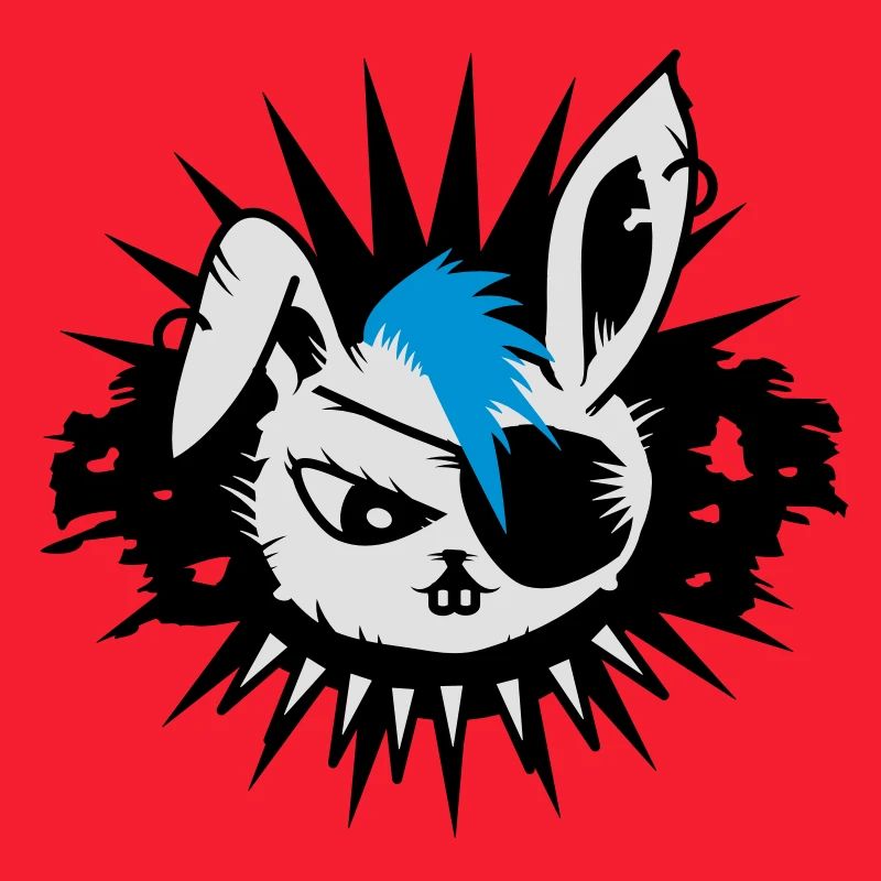 rabbit with an eye patch and a mohawk