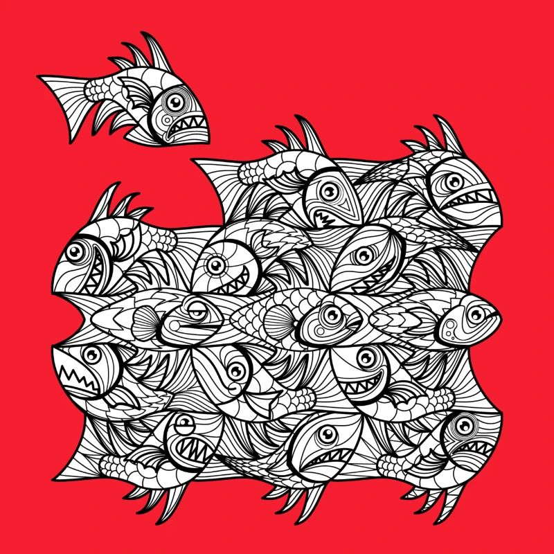Escher Fish style I black and white