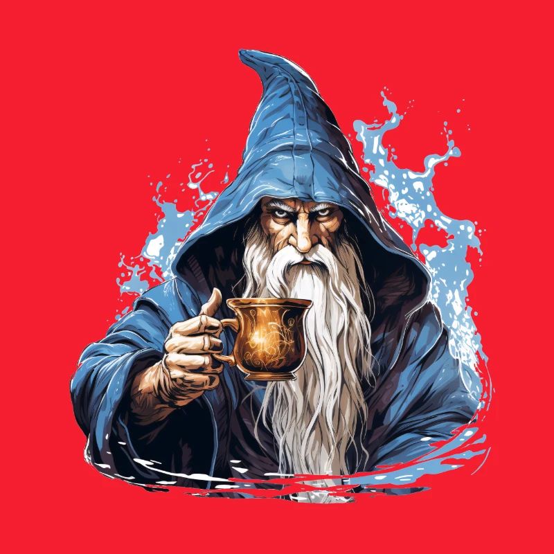Fantasy Magier Mit Kaffee RPG Shirt