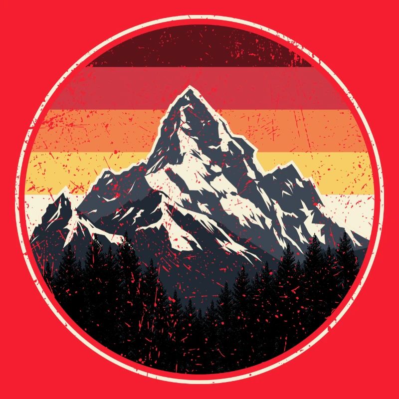 Mountain Sunset Retro Badge