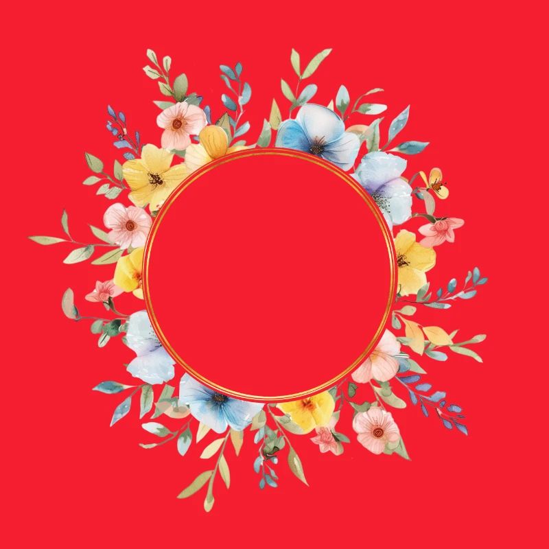 Floral circle, spring flowers, customizable