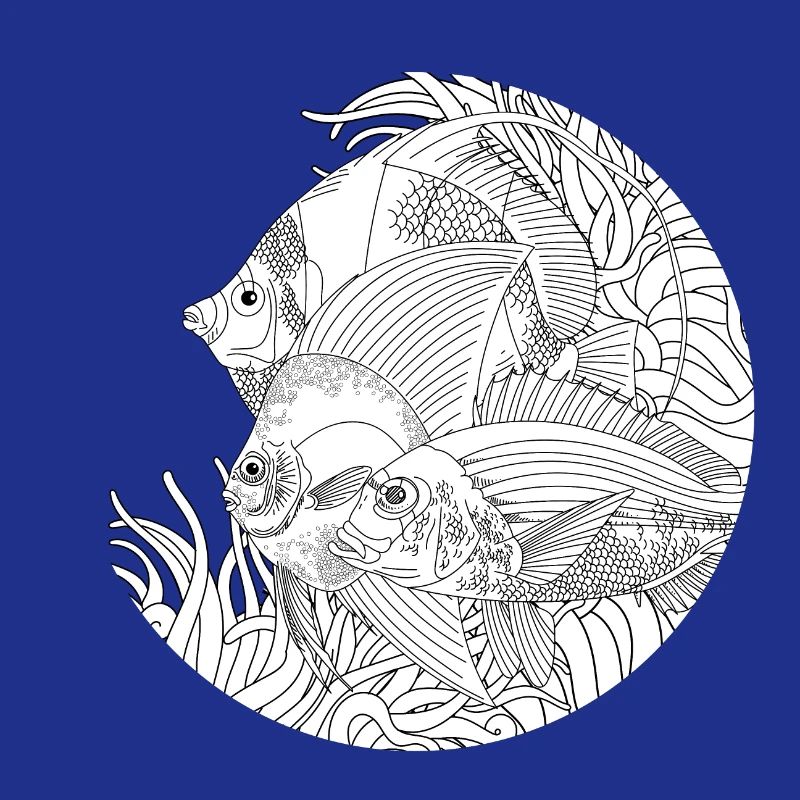 Fish Ocean Black and White Drawing