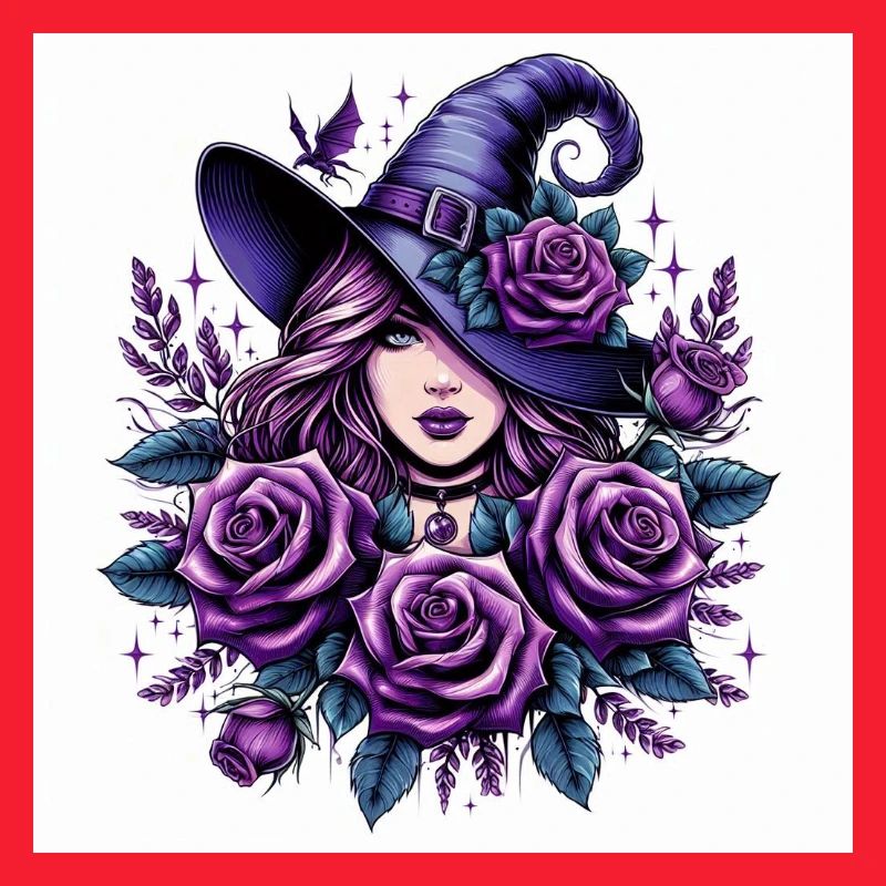 Witch with violet roses