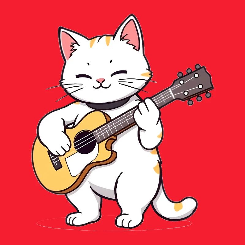 Cat plays guitar