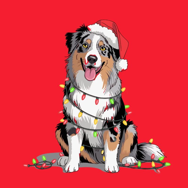 Weihnachtshund mit Lichterkette