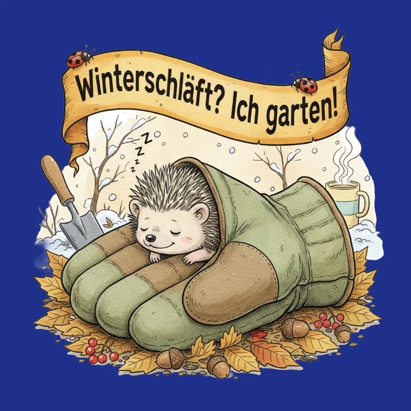 Igel schläft in Gartenhandschuh "Winterschläft? Ic