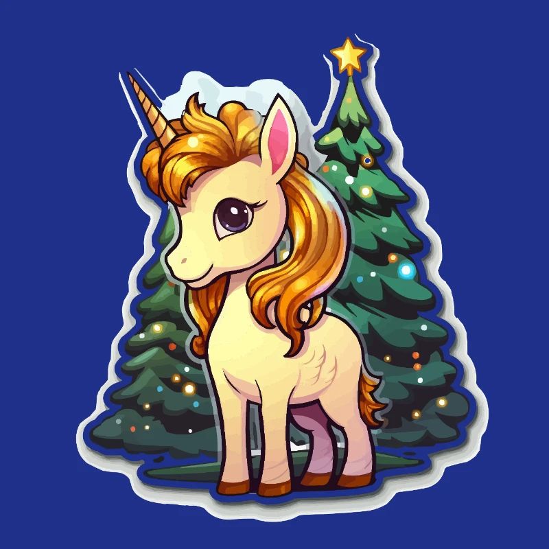 Weihnachts-Einhorn im Lichterwald