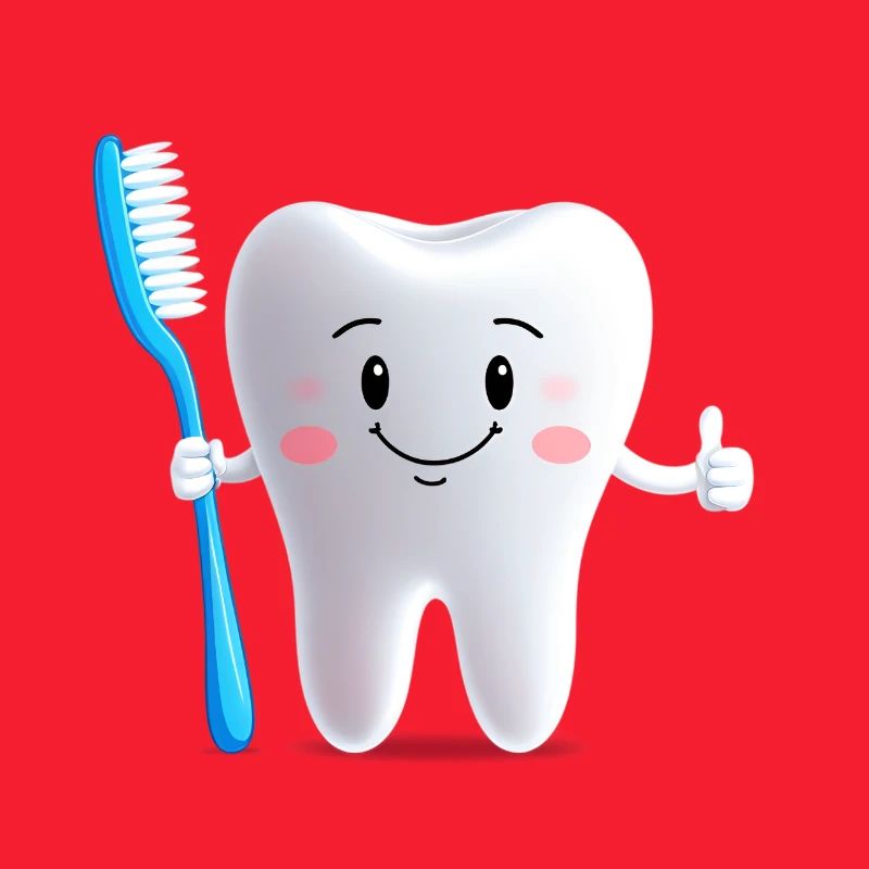 Smiling tooth with toothbrush