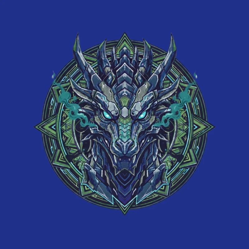 Blaugrünes Drachen - Mandala