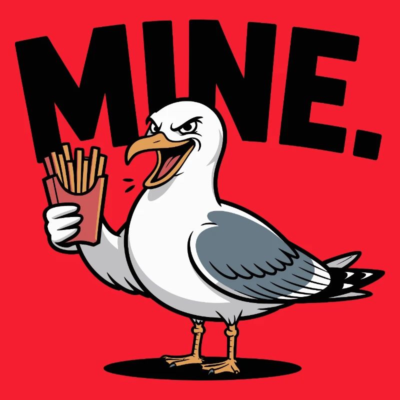 Grumpy Seagull with Fries