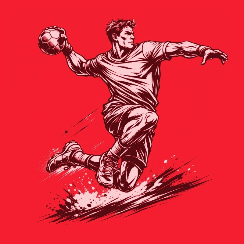 Dynamic handball player in comic style