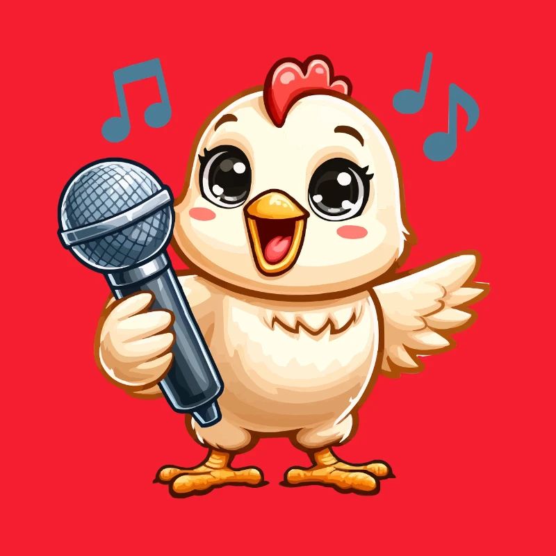 Küken Karaoke mit Mikrofon