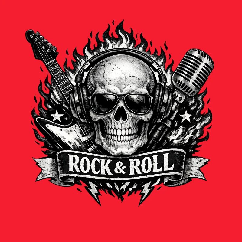 Jupe de crâne avec microphone et guitare