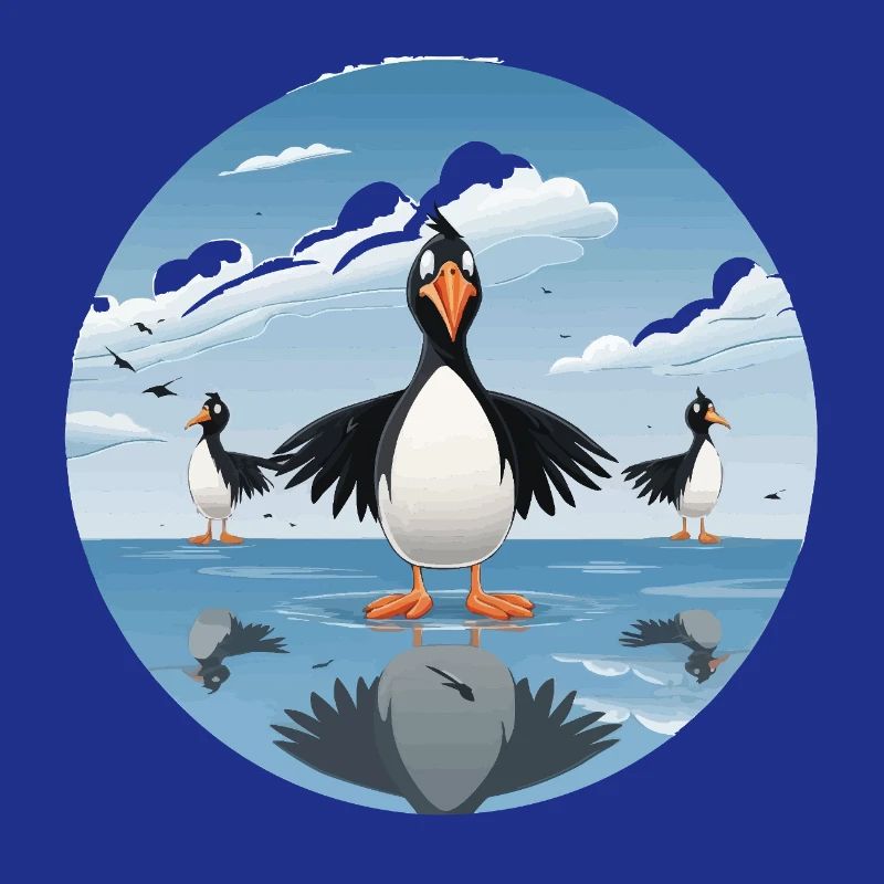 Pinguinenschar am Eissee