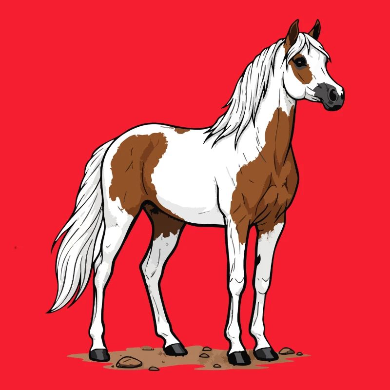 Cheval Pie Marron et Blanc Élégance Équestre
