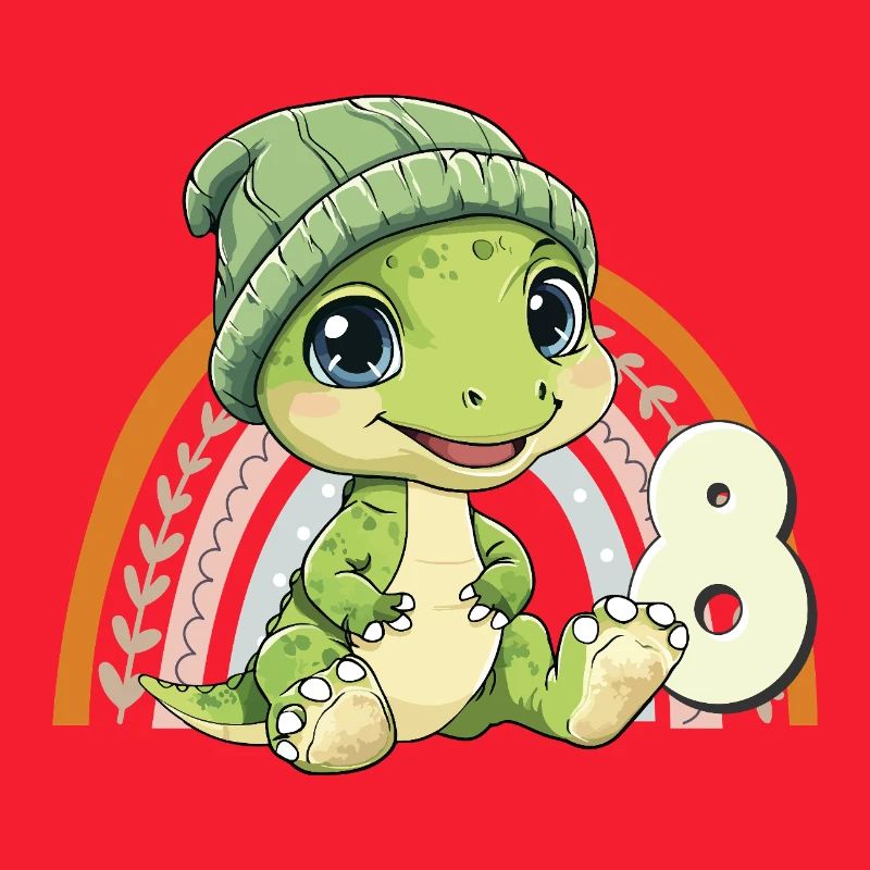 8th Birthday Dinosaur Rainbow Cute Cute