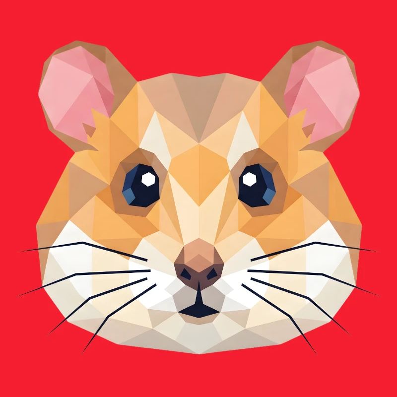 Cute Geometric Hamster Low Poly Art
