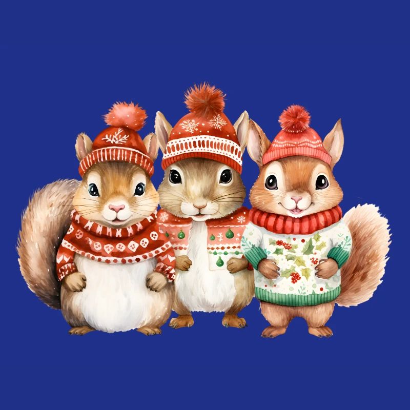 Winter squirrel trio