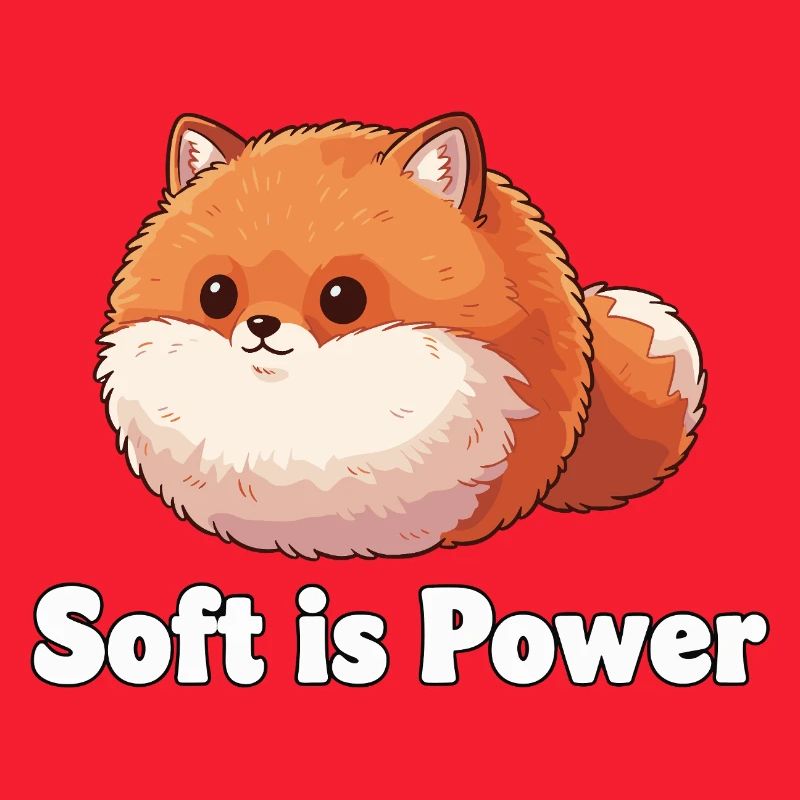 Fluffy panda saying: Soft is power