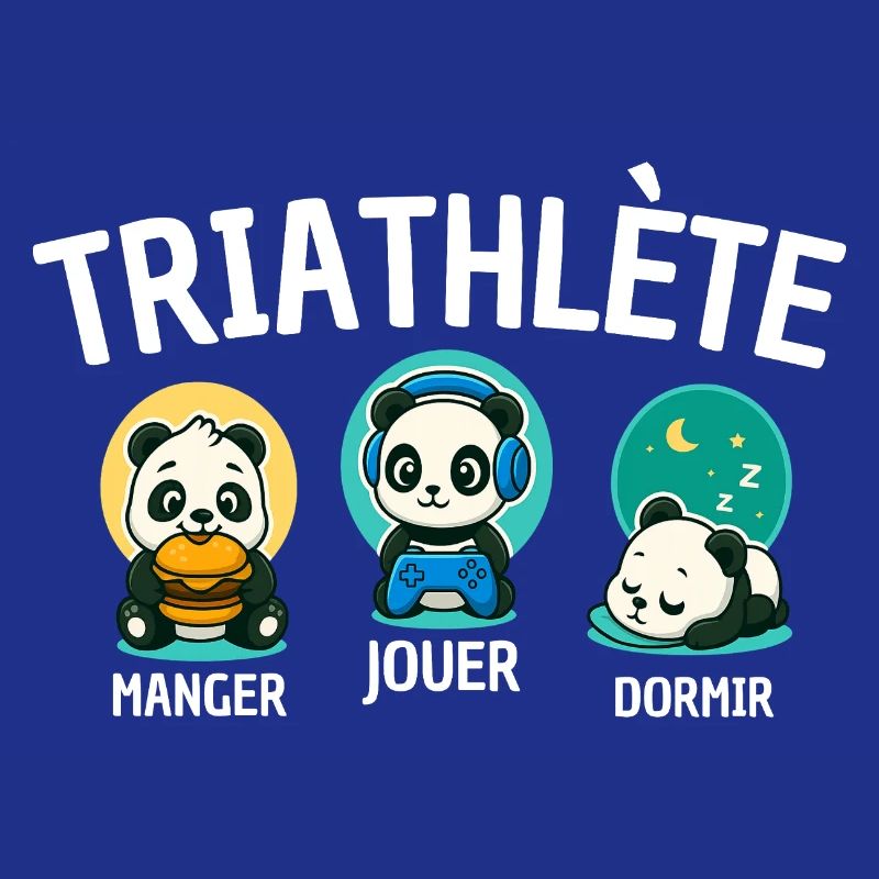 Triathlete Panda Eating Play Sleeping Cute